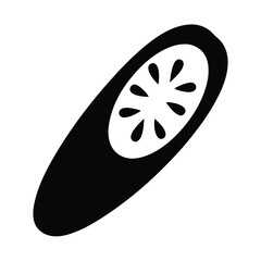 cucumber slice vector silhouette icon - perfect for food, farming, or nutrition concepts.