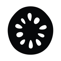 cucumber slice vector silhouette icon - perfect for food, farming, or nutrition concepts.