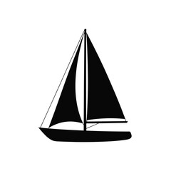 Simple Black Silhouette of a Sailing Yacht Icon