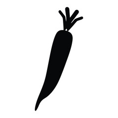daikon radish vector silhouette icon - perfect for food, farming, or nutrition concepts.