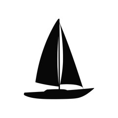 Simple Black Silhouette of a Sailboat on White Background