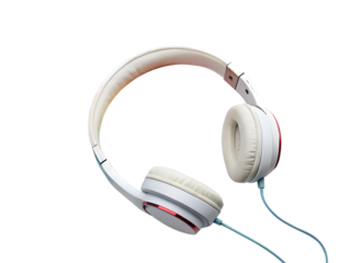 Black headphones isolated on a white background with a cable, perfect for music and audio listening on transparent background ai  generated