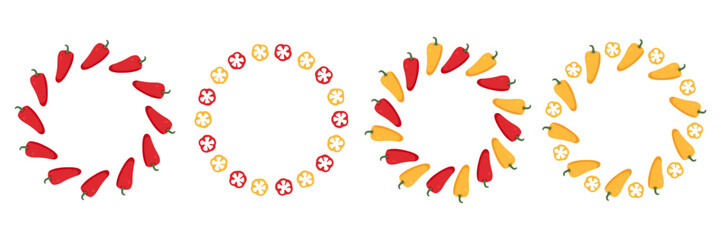 Hand drawn bell pepper vegetables frame set