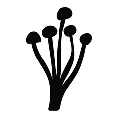 enoki mushroom vector silhouette icon - perfect for food, farming, or nutrition concepts.