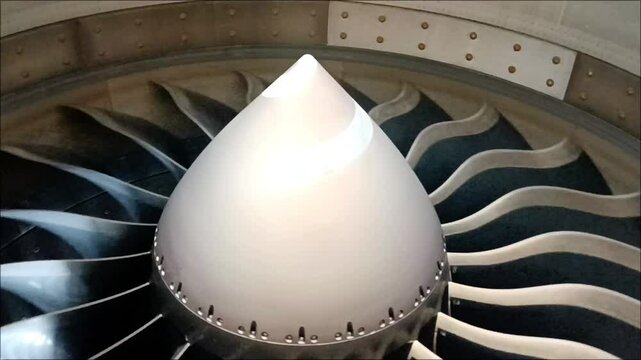 Aircraft turbofan engine with fan blades rotating slowly after engine shutdown