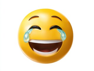 Laughing emoji isolated on white background for social media, and messaging use cases