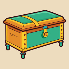 wooden box with green beads