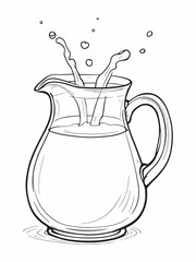 glass pitcher of fresh milk contemporary line art drawing.eps