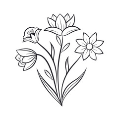 simple line drawings, minimalist flower vector art illustration