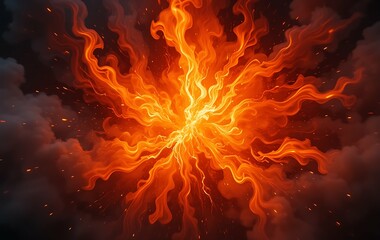 Explosion of fire and smoke. 3d rendering, 3d illustration.