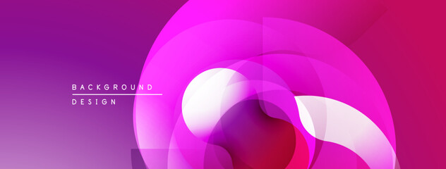 Abstract pink design. Overlapping circles create dynamic visual effect. Gradient shades add depth, modern aesthetic.