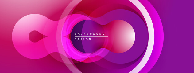 Abstract pink purple design. Overlapping circles create dynamic visual effect. Modern gradient background for presentations.