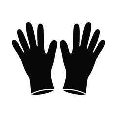 Pair of Black Rubber Gloves Icon Illustration