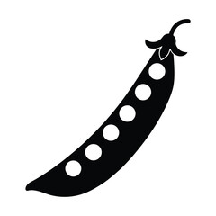 green peas in pod vector silhouette icon - perfect for food, farming, or nutrition concepts.