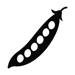 green peas in pod vector silhouette icon - perfect for food, farming, or nutrition concepts.