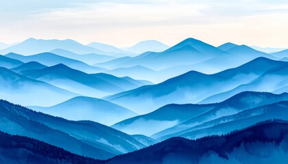 Obraz premium Mountain landscape with misty hills and scenic peaks