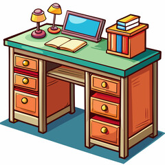 cartoon office desk