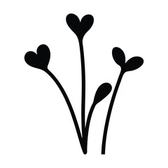 microgreens vector silhouette icon - perfect for food, farming, or nutrition concepts.