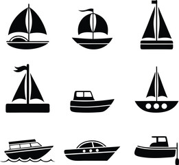 Black Silhouette Sailboat Vector Graphic for Design Projects