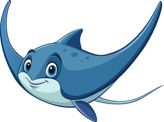 Colorful Stingray Underwater Scene Ocean Wildlife Illustration