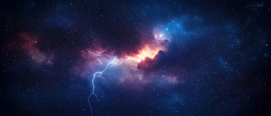 Naklejka premium Colorful Nebula With Stars In Outer Space