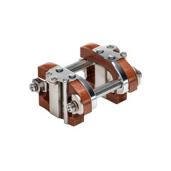 Obraz premium Precision Wooden and Metal Clamp Mechanism Engineering Design Detail