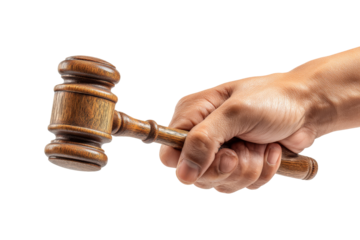 Courtroom action judge's gavel