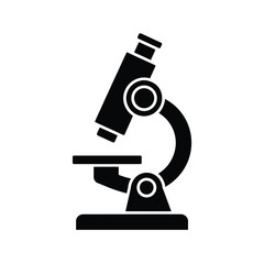 Simple Black Silhouette Icon of a Compound Microscope