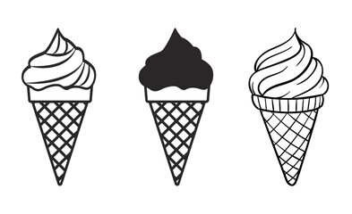 Ice cream cone icon vector set