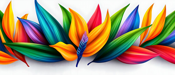 Obraz premium Colorful Tropical Floral Border Design