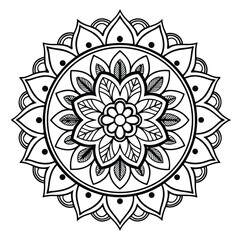 Circular pattern in the form of a mandala. Henna tattoo mandala. Mehndi style. Decorative pattern in oriental style. Coloring book page.