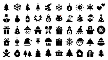 Christmas Icon Set Featuring 50 High-Quality Icons Perfect for Holiday-Themed Projects