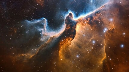 Cosmic Nebula, swirling colors, star clusters, vast space, space exploration visualization