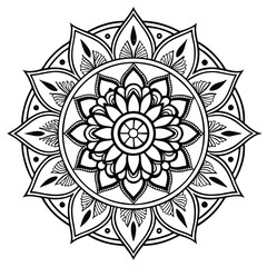 Circular pattern in the form of a mandala. Henna tattoo mandala. Mehndi style. Decorative pattern in oriental style. Coloring book page.