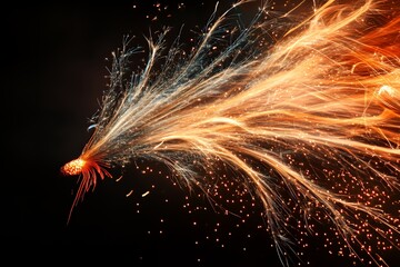 Sparkling Firework Trails Light Up The Night Sky