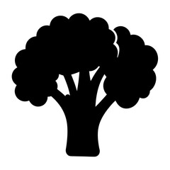 broccoli vector silhouette icon - perfect for food, farming, or nutrition concepts.