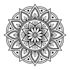 Circular pattern in the form of a mandala. Henna tattoo mandala. Mehndi style. Decorative pattern in oriental style. Coloring book page.