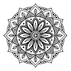 Circular pattern in the form of a mandala. Henna tattoo mandala. Mehndi style. Decorative pattern in oriental style. Coloring book page.