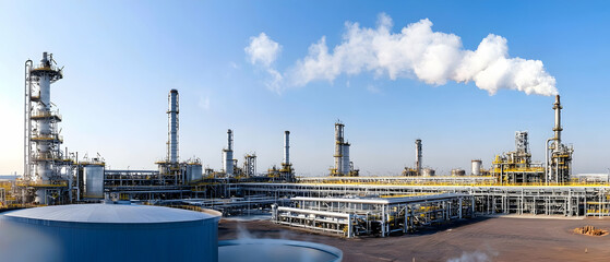 Large Industrial Complex Under Clear Sky