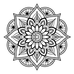 Circular pattern in the form of a mandala. Henna tattoo mandala. Mehndi style. Decorative pattern in oriental style. Coloring book page.