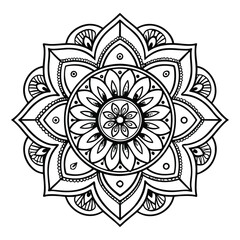 Circular pattern in the form of a mandala. Henna tattoo mandala. Mehndi style. Decorative pattern in oriental style. Coloring book page.