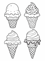 Ice cream line art drawing abstract minimalistic style.eps