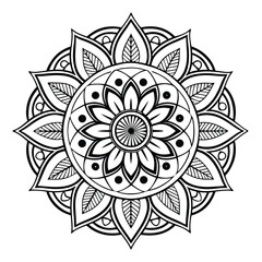 Circular pattern in the form of a mandala. Henna tattoo mandala. Mehndi style. Decorative pattern in oriental style. Coloring book page.