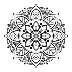 Circular pattern in the form of a mandala. Henna tattoo mandala. Mehndi style. Decorative pattern in oriental style. Coloring book page.