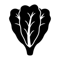 romaine lettuce vector silhouette icon - perfect for food, farming, or nutrition concepts.