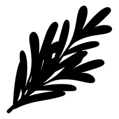 Fototapeta premium rosemary sprig vector silhouette icon - perfect for food, farming, or nutrition concepts.