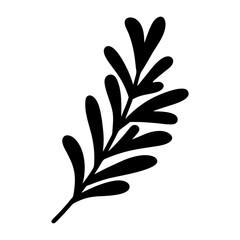 rosemary sprig vector silhouette icon - perfect for food, farming, or nutrition concepts.