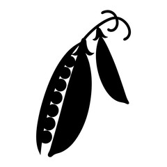 snap peas vector silhouette icon - perfect for food, farming, or nutrition concepts.