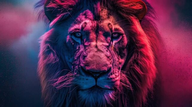 lion head splash color background