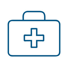 Obraz premium First aid medical kit icon in blue outline style